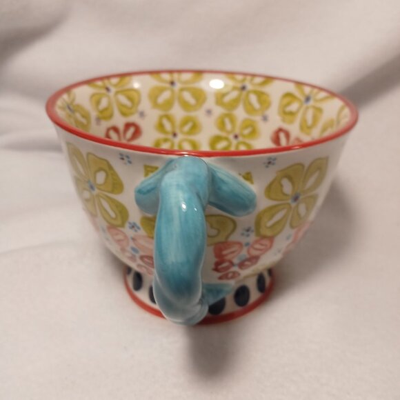 Anthropologie Elka Ayaka Pedestal Coffee Tea Mug Cup Twisted Handle Preowned - Picture 5 of 9